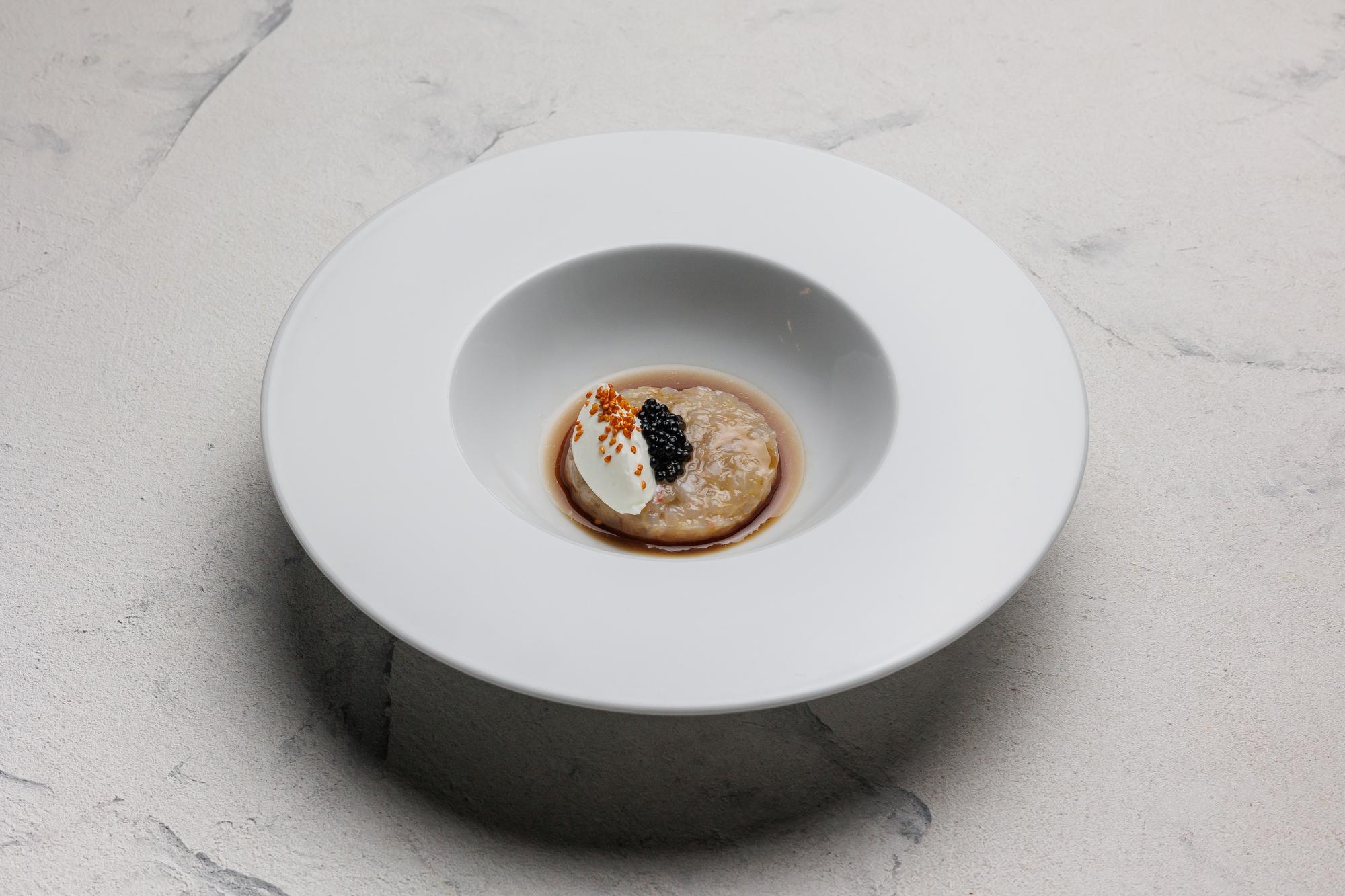 Finished dish plated on ceramic plate